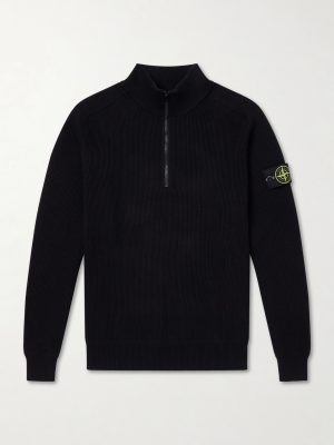 Ribbed-Knit Organic Cotton Half-Zip Sweater