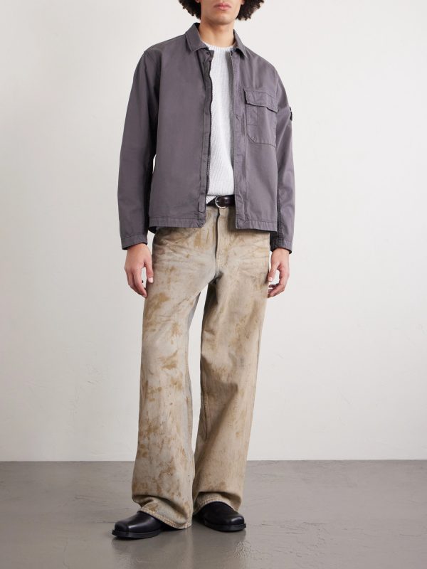 Garment-Dyed Stretch Organic Cotton-Twill Overshirt - OU Garment-Dyed Stretch Organic Cotton-Twill Overshirt - OU