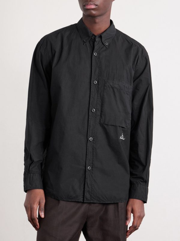 Button-Down Collar Logo-Embroidered Organic Cotton-Tela Shirt - FR Button-Down Collar Logo-Embroidered Organic Cotton-Tela Shirt - FR