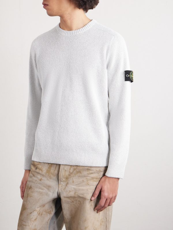 Ribbed Cotton-Blend Bouclé Sweater - FR