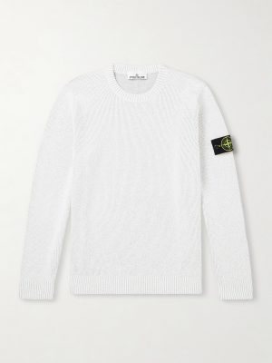 Ribbed Cotton-Blend Bouclé Sweater