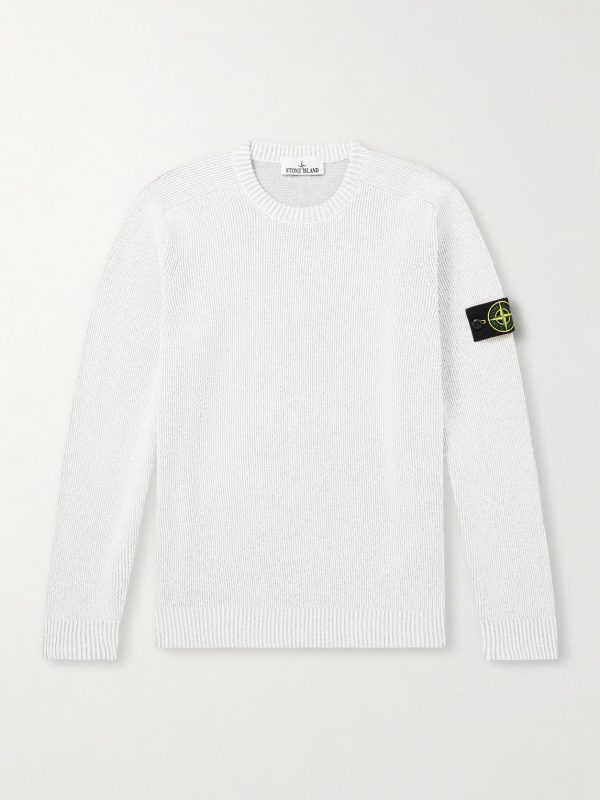 Ribbed Cotton-Blend Bouclé Sweater