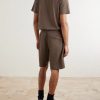 Straight-Leg Garment-Dyed Organic Cotton-Fleece Drawstring Shorts - BK