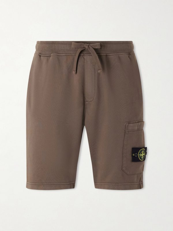 Straight-Leg Garment-Dyed Organic Cotton-Fleece Drawstring Shorts