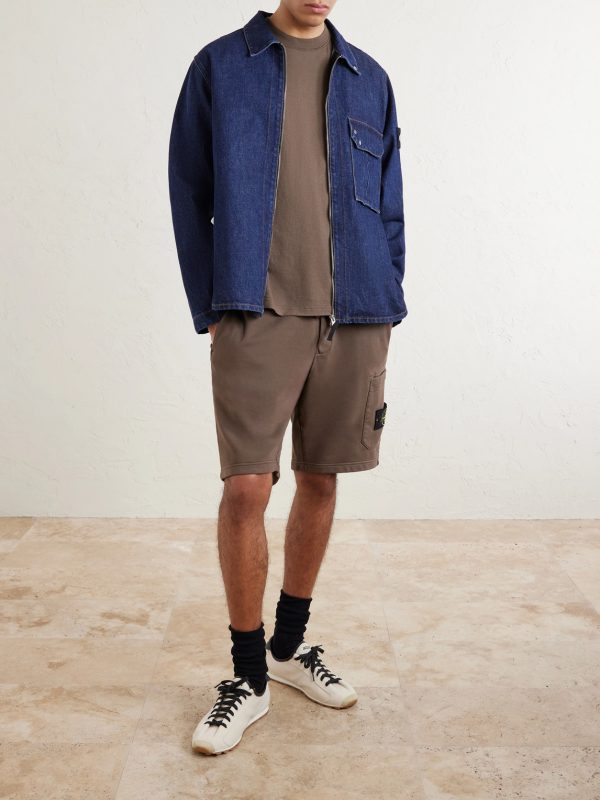 Straight-Leg Garment-Dyed Organic Cotton-Fleece Drawstring Shorts - OU