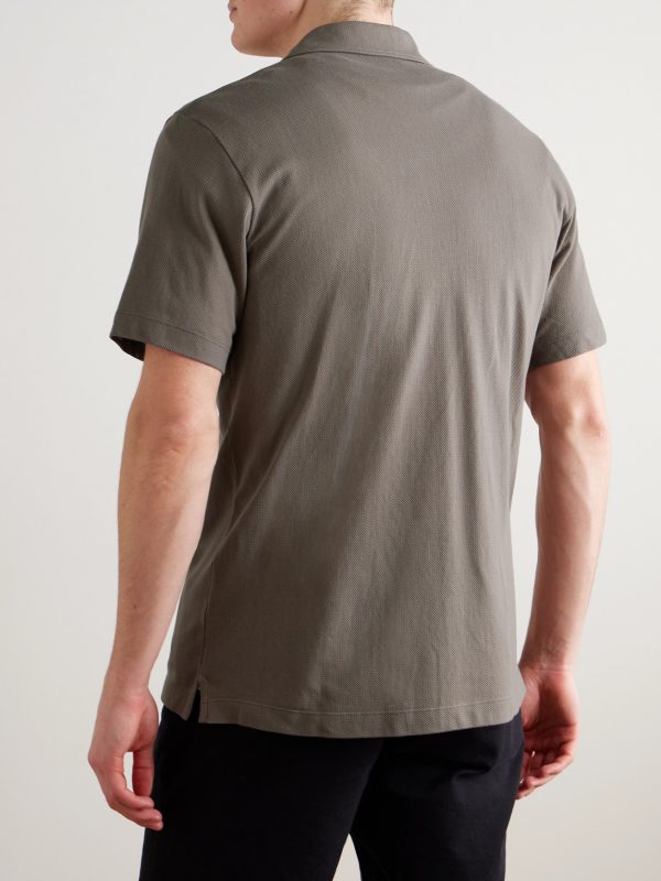 Slim-Fit Camp-Collar Supima Cotton-Mesh Shirt - BK Slim-Fit Camp-Collar Supima Cotton-Mesh Shirt - BK