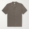Slim-Fit Camp-Collar Supima Cotton-Mesh Shirt Slim-Fit Camp-Collar Supima Cotton-Mesh Shirt