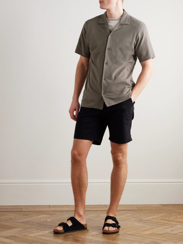 Slim-Fit Camp-Collar Supima Cotton-Mesh Shirt - OU Slim-Fit Camp-Collar Supima Cotton-Mesh Shirt - OU