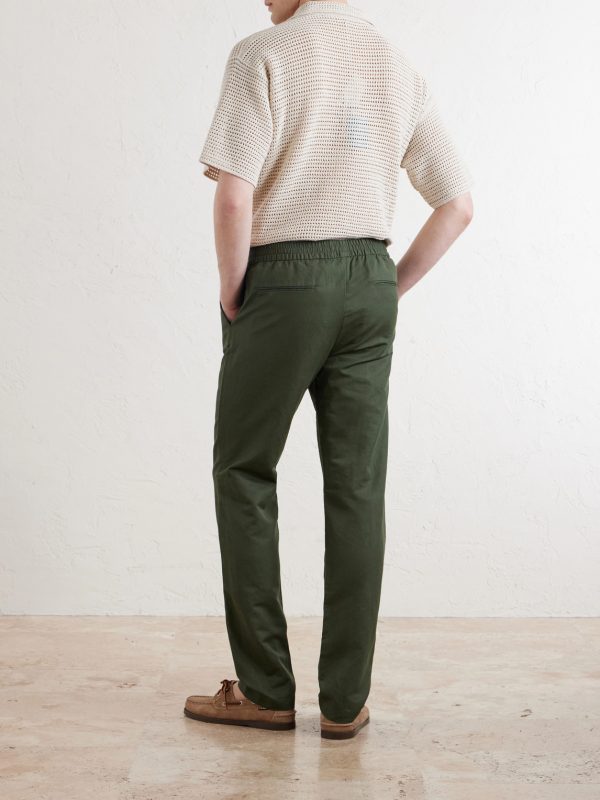 Tapered Cotton and Linen-Blend Trousers - BK Tapered Cotton and Linen-Blend Trousers - BK