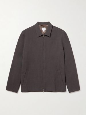 Textured Wool-Blend Harrington Jacket Textured Wool-Blend Harrington Jacket