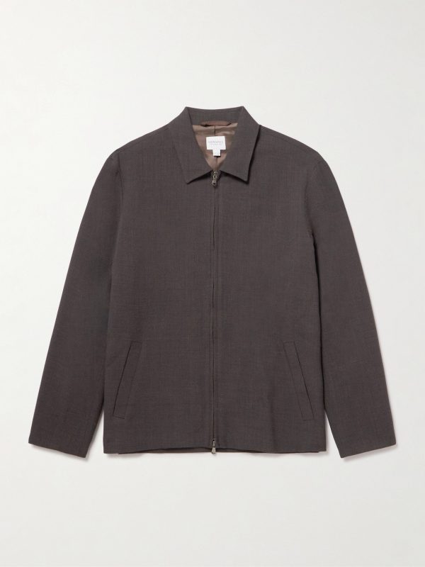 Textured Wool-Blend Harrington Jacket Textured Wool-Blend Harrington Jacket