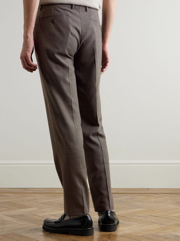 Straight-Leg Textured Wool-Blend Suit Trousers - BK Straight-Leg Textured Wool-Blend Suit Trousers - BK