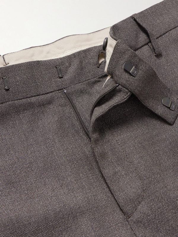 Straight-Leg Textured Wool-Blend Suit Trousers - E1 Straight-Leg Textured Wool-Blend Suit Trousers - E1