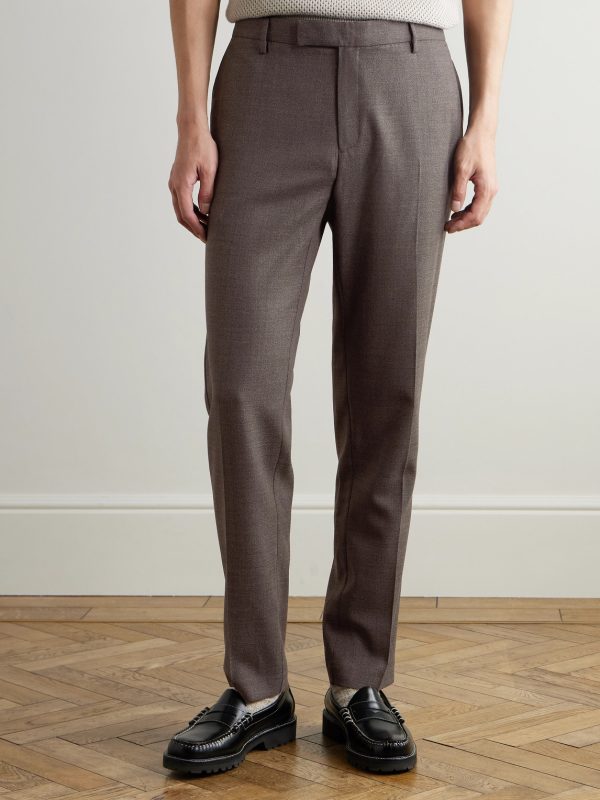 Straight-Leg Textured Wool-Blend Suit Trousers - FR Straight-Leg Textured Wool-Blend Suit Trousers - FR