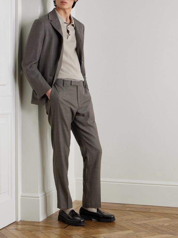 Straight-Leg Textured Wool-Blend Suit Trousers - OU Straight-Leg Textured Wool-Blend Suit Trousers - OU