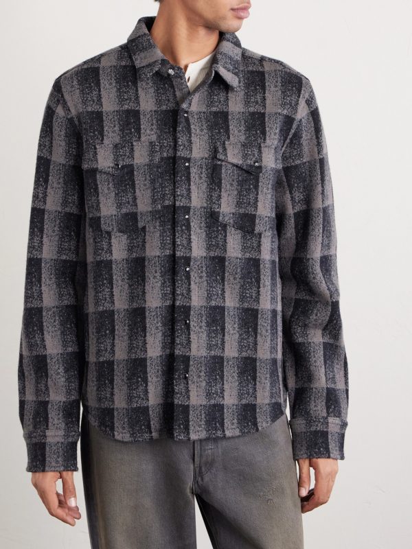 Checked Wool and Cashmere-Blend Overshirt - FR Checked Wool and Cashmere-Blend Overshirt - FR