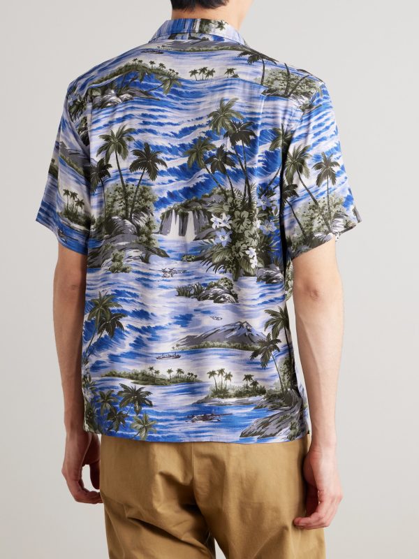 Camp-Collar Floral-Print Woven Shirt - BK Camp-Collar Floral-Print Woven Shirt - BK