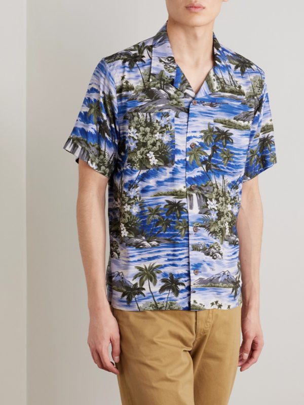 Camp-Collar Floral-Print Woven Shirt - FR Camp-Collar Floral-Print Woven Shirt - FR
