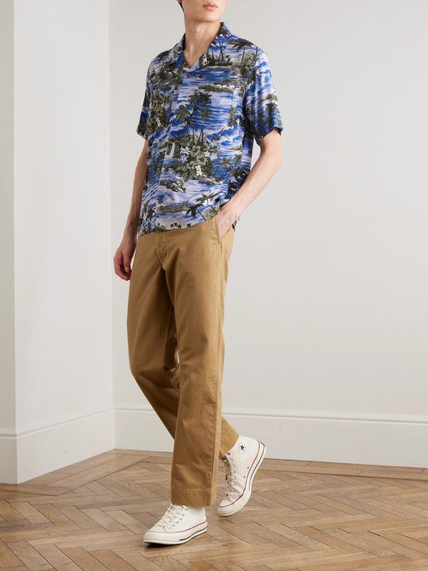 Camp-Collar Floral-Print Woven Shirt - OU Camp-Collar Floral-Print Woven Shirt - OU