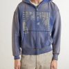 Daughter's Distressed Printed Cotton-Jersey Zip-Up Hoodie - FR Daughter's Distressed Printed Cotton-Jersey Zip-Up Hoodie - FR