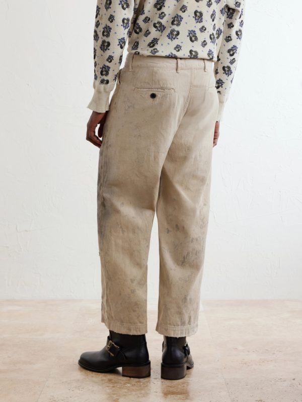 Straight-Leg Distressed Cotton and Linen-Blend Trousers - BK Straight-Leg Distressed Cotton and Linen-Blend Trousers - BK