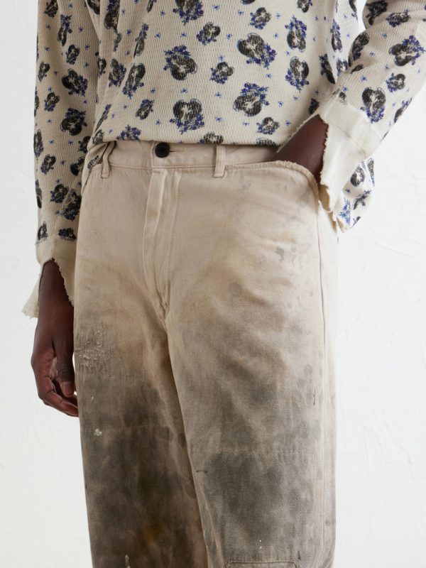 Straight-Leg Distressed Cotton and Linen-Blend Trousers - CU Straight-Leg Distressed Cotton and Linen-Blend Trousers - CU