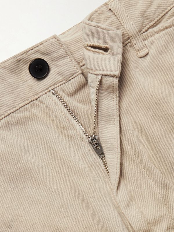 Straight-Leg Distressed Cotton and Linen-Blend Trousers - E1 Straight-Leg Distressed Cotton and Linen-Blend Trousers - E1
