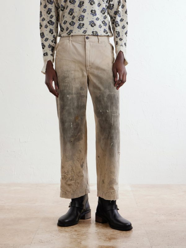 Straight-Leg Distressed Cotton and Linen-Blend Trousers - FR Straight-Leg Distressed Cotton and Linen-Blend Trousers - FR