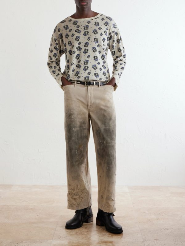 Straight-Leg Distressed Cotton and Linen-Blend Trousers - OU Straight-Leg Distressed Cotton and Linen-Blend Trousers - OU