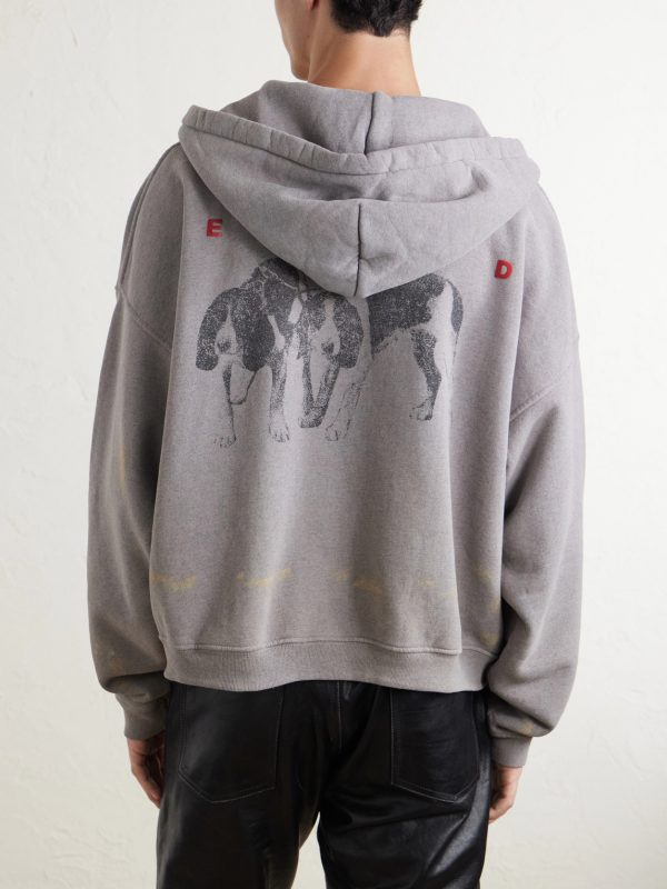 Photo D’Elisabeth Distressed Printed Cotton-Jersey Hoodie - BK Photo D’Elisabeth Distressed Printed Cotton-Jersey Hoodie - BK