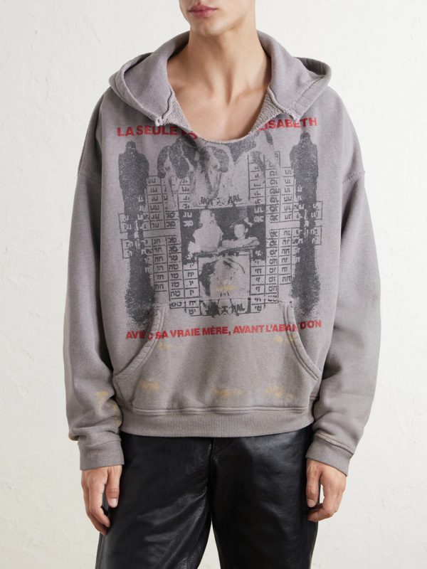 Photo D’Elisabeth Distressed Printed Cotton-Jersey Hoodie - FR Photo D’Elisabeth Distressed Printed Cotton-Jersey Hoodie - FR