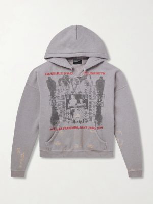 Photo D’Elisabeth Distressed Printed Cotton-Jersey Hoodie Photo D’Elisabeth Distressed Printed Cotton-Jersey Hoodie