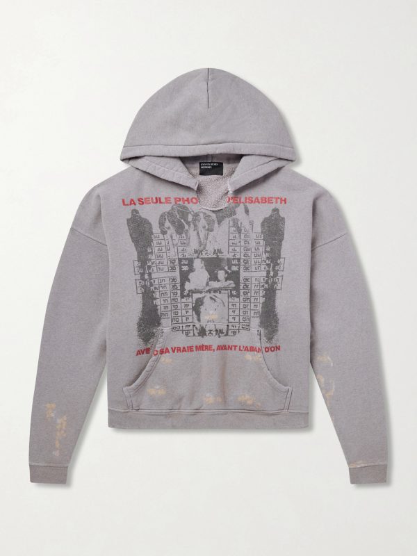 Photo D’Elisabeth Distressed Printed Cotton-Jersey Hoodie Photo D’Elisabeth Distressed Printed Cotton-Jersey Hoodie