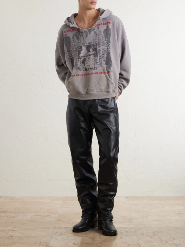 Photo D’Elisabeth Distressed Printed Cotton-Jersey Hoodie - OU Photo D’Elisabeth Distressed Printed Cotton-Jersey Hoodie - OU