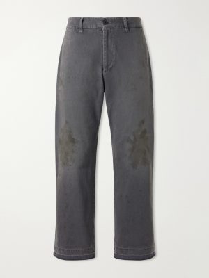 Antique Work Straight-Leg Distressed Cotton Trousers Antique Work Straight-Leg Distressed Cotton Trousers