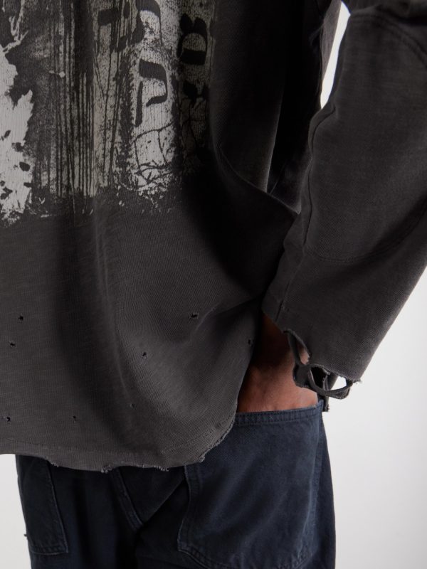 Black Paintings Distressed Printed Cotton-Jersey T-Shirt - CU Black Paintings Distressed Printed Cotton-Jersey T-Shirt - CU