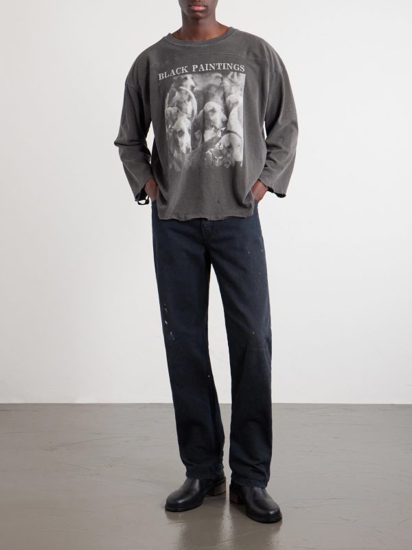 Black Paintings Distressed Printed Cotton-Jersey T-Shirt - OU Black Paintings Distressed Printed Cotton-Jersey T-Shirt - OU