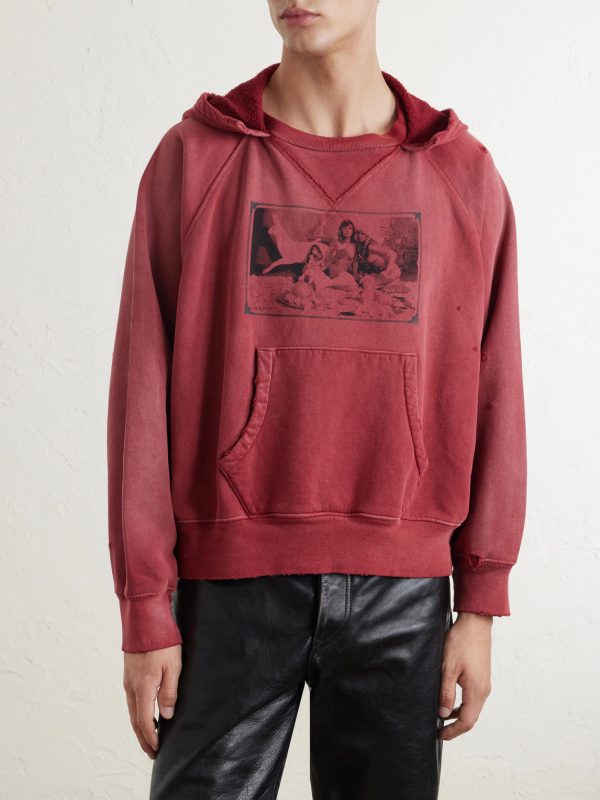 Oklahoma City Church Afterhood Distressed Printed Cotton-Jersey Hoodie - FR Oklahoma City Church Afterhood Distressed Printed Cotton-Jersey Hoodie - FR