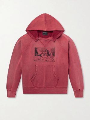 Oklahoma City Church Afterhood Distressed Printed Cotton-Jersey Hoodie