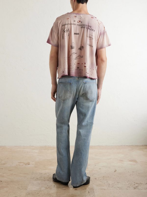 13 Day in Detox Distressed Printed Cotton-Jersey T-Shirt - BK