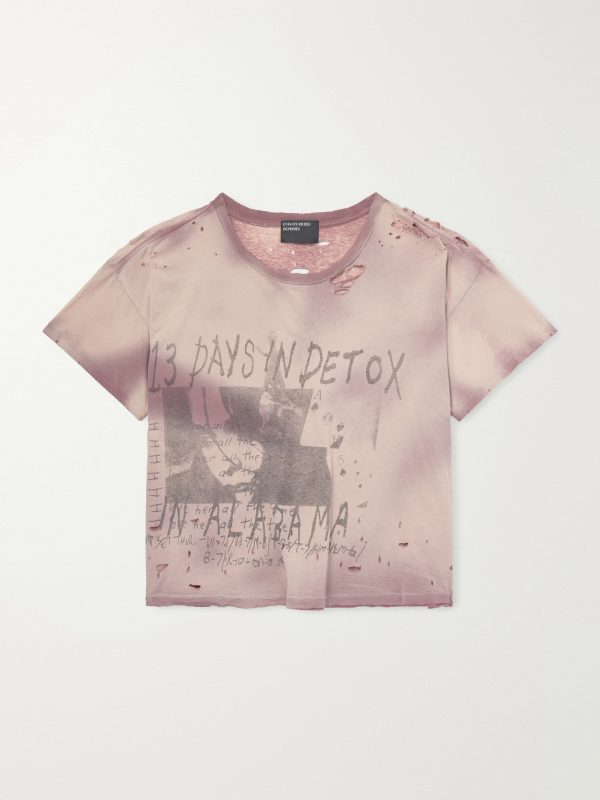 13 Day in Detox Distressed Printed Cotton-Jersey T-Shirt