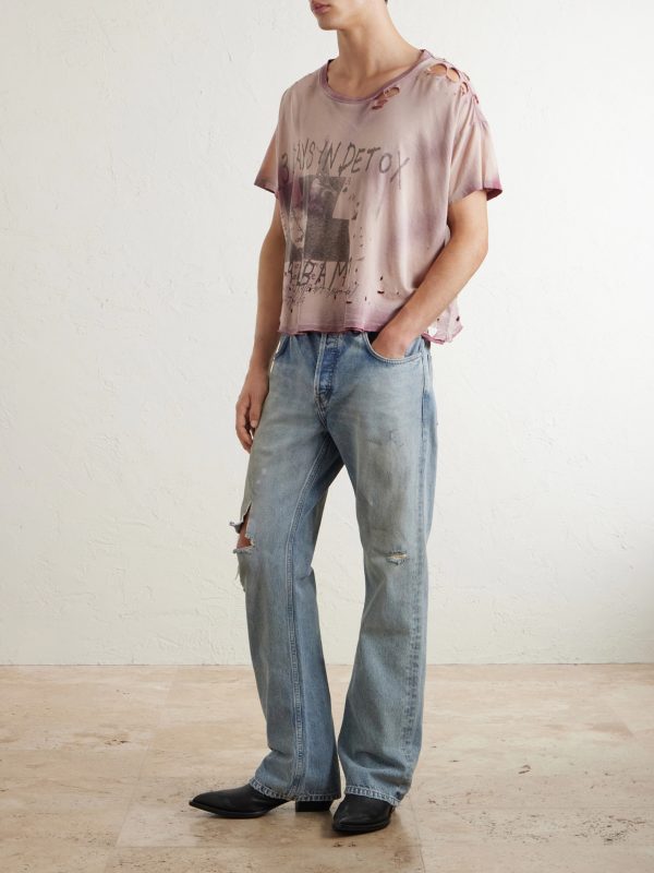 13 Day in Detox Distressed Printed Cotton-Jersey T-Shirt - OU