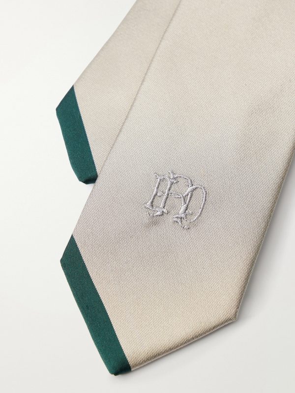 7cm Foxhole Logo-Embroidered Silk-Shantung Tie - CU 7cm Foxhole Logo-Embroidered Silk-Shantung Tie - CU