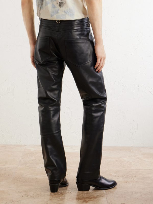 Moto Fly Straight-Leg Embellished Leather Trousers - BK Moto Fly Straight-Leg Embellished Leather Trousers - BK