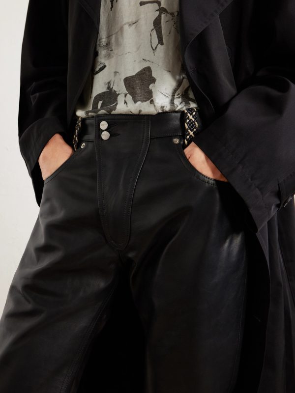 Moto Fly Straight-Leg Embellished Leather Trousers - CU Moto Fly Straight-Leg Embellished Leather Trousers - CU