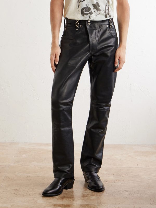 Moto Fly Straight-Leg Embellished Leather Trousers - FR Moto Fly Straight-Leg Embellished Leather Trousers - FR