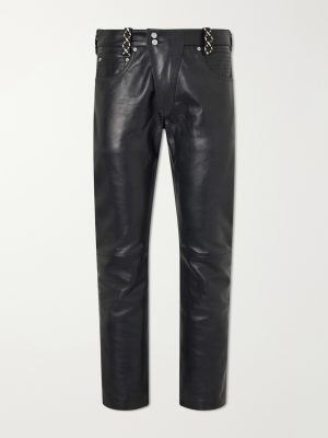 Moto Fly Straight-Leg Embellished Leather Trousers Moto Fly Straight-Leg Embellished Leather Trousers