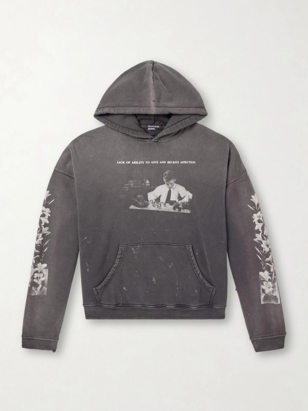 Head Against The Bars Distressed Printed Cotton-Jersey Hoodie