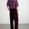 Tapered Pleated Striped Cotton-Velvet Trousers - BK Tapered Pleated Striped Cotton-Velvet Trousers - BK