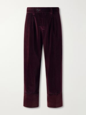 Tapered Pleated Striped Cotton-Velvet Trousers Tapered Pleated Striped Cotton-Velvet Trousers